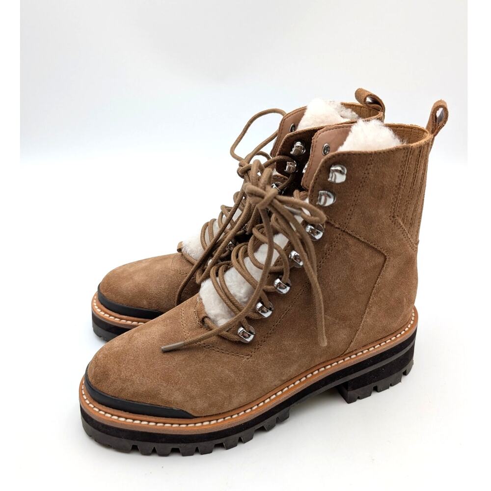 Marc Fisher Izzie Genuine Shearling Lug Sole Boots Women's Brown Size US5M 35.5